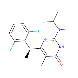 Cc1c([C@@H](C)c2c(F)cccc2F)nc(N(C)C(C)C)[nH]c1=O ZINC000028866712