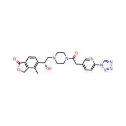 Cc1c([C@@H](O)CN2CCN(C(=O)Cc3ccc(-n4cnnn4)nc3)CC2)ccc2c1COC2=O ZINC000168534624