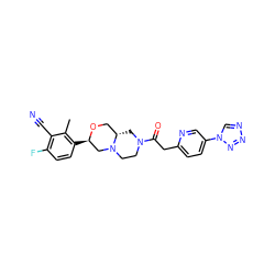 Cc1c([C@@H]2CN3CCN(C(=O)Cc4ccc(-n5cnnn5)cn4)C[C@H]3CO2)ccc(F)c1C#N ZINC000206952375