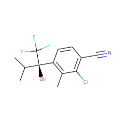 Cc1c([C@](O)(C(C)C)C(F)(F)F)ccc(C#N)c1Cl ZINC000653887794