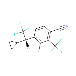 Cc1c([C@](O)(C2CC2)C(F)(F)F)ccc(C#N)c1C(F)(F)F ZINC000653869516