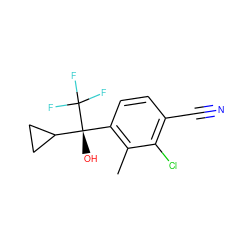 Cc1c([C@](O)(C2CC2)C(F)(F)F)ccc(C#N)c1Cl ZINC000653887820