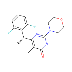 Cc1c([C@H](C)c2c(F)cccc2F)nc(N2CCOCC2)[nH]c1=O ZINC000028866766