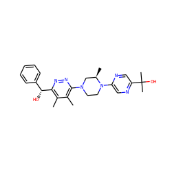 Cc1c([C@H](O)c2ccccc2)nnc(N2CCN(c3cnc(C(C)(C)O)cn3)[C@H](C)C2)c1C ZINC000197950418