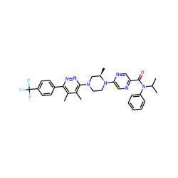 Cc1c(-c2ccc(C(F)(F)F)cc2)nnc(N2CCN(c3cnc(C(=O)N(c4ccccc4)C(C)C)cn3)[C@H](C)C2)c1C ZINC000201144866