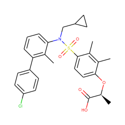 Cc1c(-c2ccc(Cl)cc2)cccc1N(CC1CC1)S(=O)(=O)c1ccc(O[C@@H](C)C(=O)O)c(C)c1C ZINC000071296541