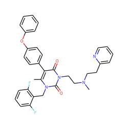 Cc1c(-c2ccc(Oc3ccccc3)cc2)c(=O)n(CCN(C)CCc2ccccn2)c(=O)n1Cc1c(F)cccc1F ZINC000026152474