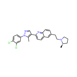 Cc1c(-c2ccc3cc(CCN4CCC[C@H]4C)ccc3n2)cnn1-c1ccc(Cl)c(Cl)c1 ZINC000038269775