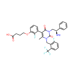 Cc1c(-c2cccc(OCCCC(=O)O)c2F)c(=O)n(C[C@H](N)c2ccccc2)c(=O)n1Cc1c(F)cccc1C(F)(F)F ZINC000044350764