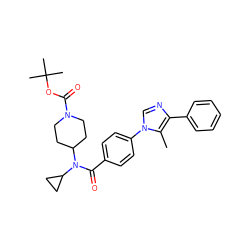 Cc1c(-c2ccccc2)ncn1-c1ccc(C(=O)N(C2CC2)C2CCN(C(=O)OC(C)(C)C)CC2)cc1 ZINC000223642845