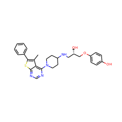 Cc1c(-c2ccccc2)sc2ncnc(N3CCC(NC[C@H](O)COc4ccc(O)cc4)CC3)c12 ZINC000064549467