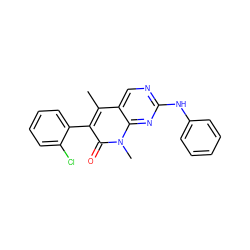 Cc1c(-c2ccccc2Cl)c(=O)n(C)c2nc(Nc3ccccc3)ncc12 ZINC000028333558