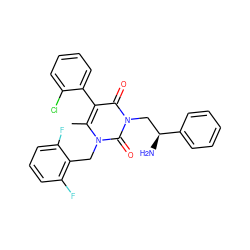 Cc1c(-c2ccccc2Cl)c(=O)n(C[C@H](N)c2ccccc2)c(=O)n1Cc1c(F)cccc1F ZINC000013609632