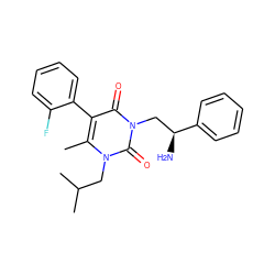 Cc1c(-c2ccccc2F)c(=O)n(C[C@H](N)c2ccccc2)c(=O)n1CC(C)C ZINC000013609667