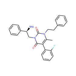 Cc1c(-c2ccccc2F)c(=O)n(C[C@H](N)c2ccccc2)c(=O)n1CCc1ccccc1 ZINC000013609673