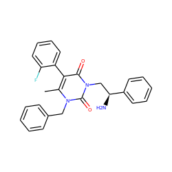 Cc1c(-c2ccccc2F)c(=O)n(C[C@H](N)c2ccccc2)c(=O)n1Cc1ccccc1 ZINC000013609684