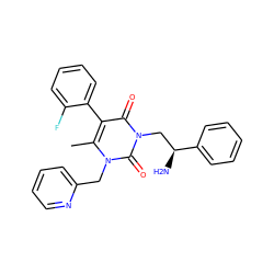 Cc1c(-c2ccccc2F)c(=O)n(C[C@H](N)c2ccccc2)c(=O)n1Cc1ccccn1 ZINC000013609676