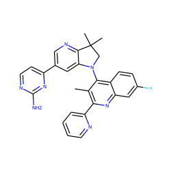 Cc1c(-c2ccccn2)nc2cc(F)ccc2c1N1CC(C)(C)c2ncc(-c3ccnc(N)n3)cc21 ZINC000095552717