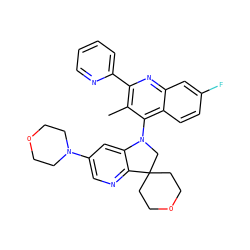 Cc1c(-c2ccccn2)nc2cc(F)ccc2c1N1CC2(CCOCC2)c2ncc(N3CCOCC3)cc21 ZINC000095554516