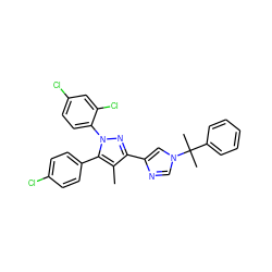 Cc1c(-c2cn(C(C)(C)c3ccccc3)cn2)nn(-c2ccc(Cl)cc2Cl)c1-c1ccc(Cl)cc1 ZINC000003820123