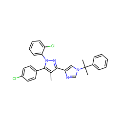 Cc1c(-c2cn(C(C)(C)c3ccccc3)cn2)nn(-c2ccccc2Cl)c1-c1ccc(Cl)cc1 ZINC000003820128