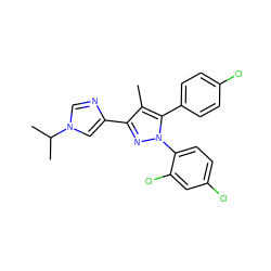 Cc1c(-c2cn(C(C)C)cn2)nn(-c2ccc(Cl)cc2Cl)c1-c1ccc(Cl)cc1 ZINC000045302973