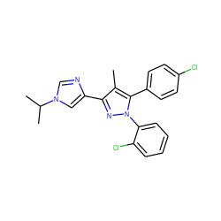 Cc1c(-c2cn(C(C)C)cn2)nn(-c2ccccc2Cl)c1-c1ccc(Cl)cc1 ZINC000045320400