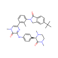 Cc1c(-c2cn(C)c(=O)c(Nc3ccc([C@@H]4C(=O)N(C)CCN4C)cc3)n2)cccc1N1Cc2cc(C(C)(C)C)ccc2C1=O ZINC000199965820