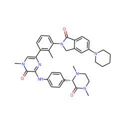 Cc1c(-c2cn(C)c(=O)c(Nc3ccc([C@H]4C(=O)N(C)CCN4C)cc3)n2)cccc1N1Cc2cc(N3CCCCC3)ccc2C1=O ZINC000113408723