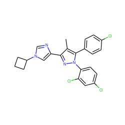 Cc1c(-c2cn(C3CCC3)cn2)nn(-c2ccc(Cl)cc2Cl)c1-c1ccc(Cl)cc1 ZINC000045302799