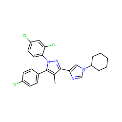 Cc1c(-c2cn(C3CCCCC3)cn2)nn(-c2ccc(Cl)cc2Cl)c1-c1ccc(Cl)cc1 ZINC000045320066