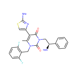 Cc1c(-c2csc(N)n2)c(=O)n(C[C@H](N)c2ccccc2)c(=O)n1Cc1c(F)cccc1F ZINC000028360725