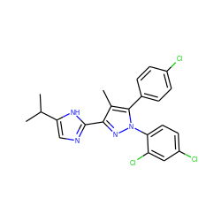 Cc1c(-c2ncc(C(C)C)[nH]2)nn(-c2ccc(Cl)cc2Cl)c1-c1ccc(Cl)cc1 ZINC000045255884