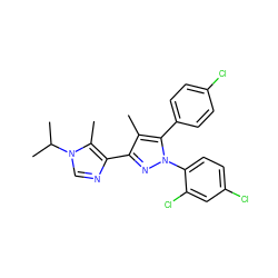 Cc1c(-c2ncn(C(C)C)c2C)nn(-c2ccc(Cl)cc2Cl)c1-c1ccc(Cl)cc1 ZINC000045290152