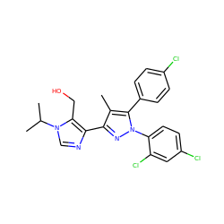 Cc1c(-c2ncn(C(C)C)c2CO)nn(-c2ccc(Cl)cc2Cl)c1-c1ccc(Cl)cc1 ZINC000045258924