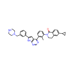 Cc1c(-c2ncnc3[nH]c(-c4cccc(CN5CCNCC5)c4)cc23)cccc1N1CCc2cc(C3CC3)ccc2C1=O ZINC000148719635