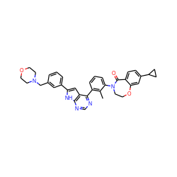 Cc1c(-c2ncnc3[nH]c(-c4cccc(CN5CCOCC5)c4)cc23)cccc1N1CCOc2cc(C3CC3)ccc2C1=O ZINC000205769473