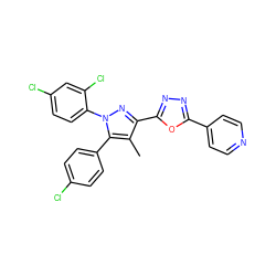 Cc1c(-c2nnc(-c3ccncc3)o2)nn(-c2ccc(Cl)cc2Cl)c1-c1ccc(Cl)cc1 ZINC000040423200