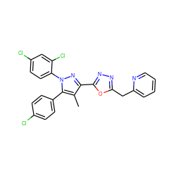 Cc1c(-c2nnc(Cc3ccccn3)o2)nn(-c2ccc(Cl)cc2Cl)c1-c1ccc(Cl)cc1 ZINC000045495026