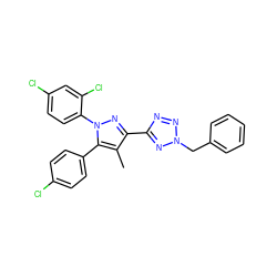 Cc1c(-c2nnn(Cc3ccccc3)n2)nn(-c2ccc(Cl)cc2Cl)c1-c1ccc(Cl)cc1 ZINC000029125263