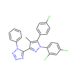 Cc1c(-c2nnnn2-c2ccccc2)nn(-c2ccc(Cl)cc2Cl)c1-c1ccc(Cl)cc1 ZINC000029124815