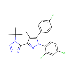 Cc1c(-c2nnnn2C(C)(C)C)nn(-c2ccc(Cl)cc2Cl)c1-c1ccc(Cl)cc1 ZINC000029124853