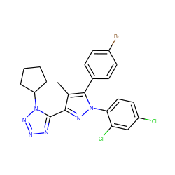 Cc1c(-c2nnnn2C2CCCC2)nn(-c2ccc(Cl)cc2Cl)c1-c1ccc(Br)cc1 ZINC000029125201