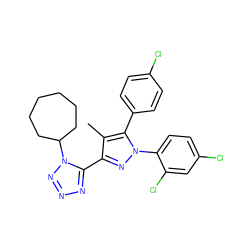 Cc1c(-c2nnnn2C2CCCCCC2)nn(-c2ccc(Cl)cc2Cl)c1-c1ccc(Cl)cc1 ZINC000029124732