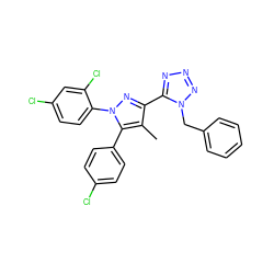 Cc1c(-c2nnnn2Cc2ccccc2)nn(-c2ccc(Cl)cc2Cl)c1-c1ccc(Cl)cc1 ZINC000029124817