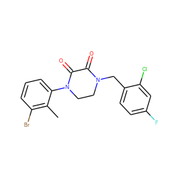 Cc1c(Br)cccc1N1CCN(Cc2ccc(F)cc2Cl)C(=O)C1=O ZINC000095565683