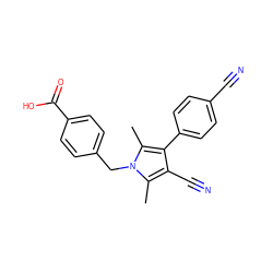 Cc1c(C#N)c(-c2ccc(C#N)cc2)c(C)n1Cc1ccc(C(=O)O)cc1 ZINC000147298737