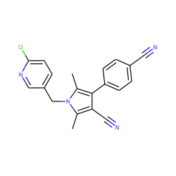 Cc1c(C#N)c(-c2ccc(C#N)cc2)c(C)n1Cc1ccc(Cl)nc1 ZINC000034269710