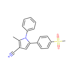 Cc1c(C#N)cc(-c2ccc(S(C)(=O)=O)cc2)n1-c1ccccc1 ZINC000096928423