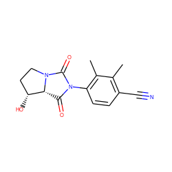 Cc1c(C#N)ccc(N2C(=O)[C@@H]3[C@H](O)CCN3C2=O)c1C ZINC000028704378